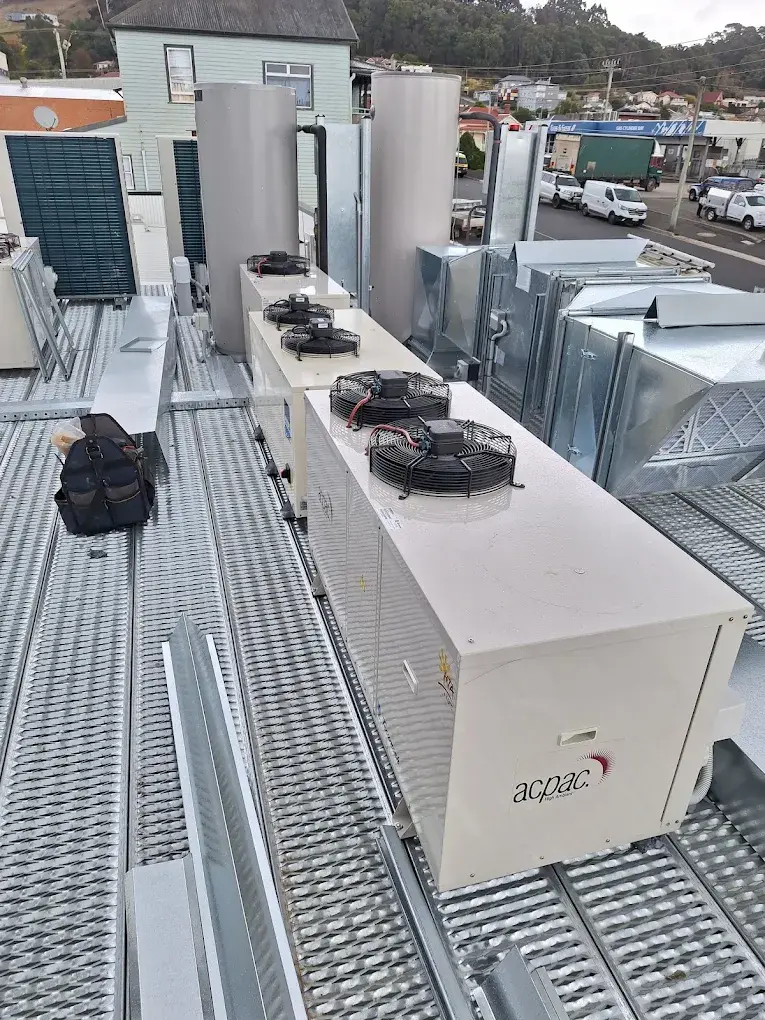 Rooftop commercial refrigeration units and ventilation ductwork